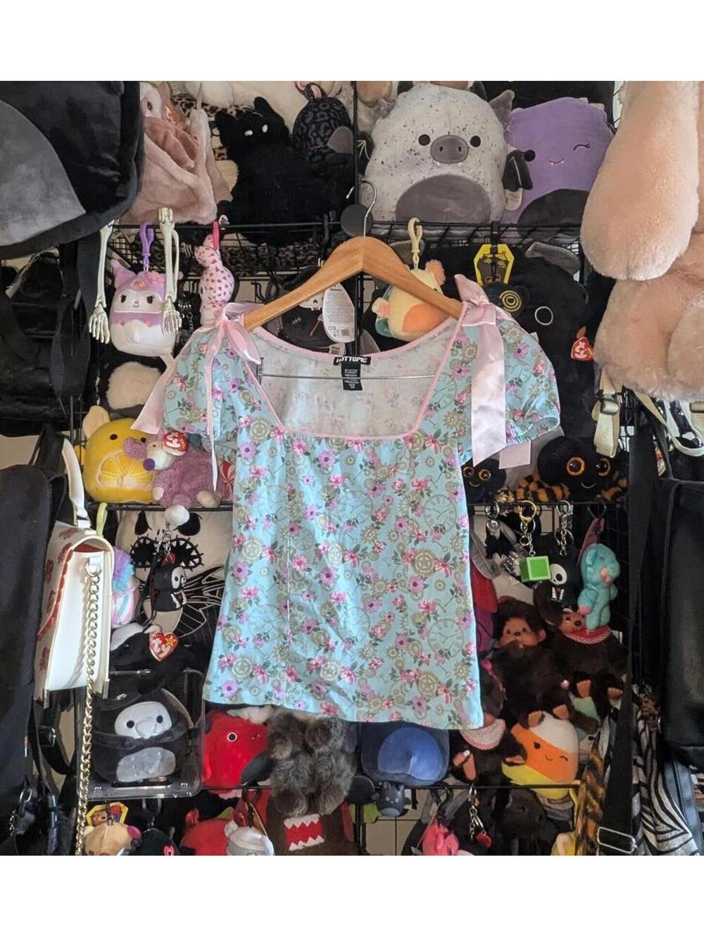 Hot Topic Fairycore Floral Ribbon Tie Top